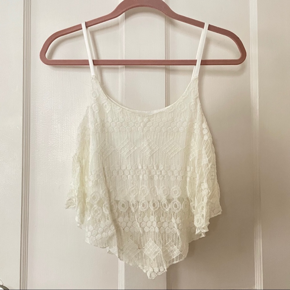 White Lace summer top, bandana top, lace crop top